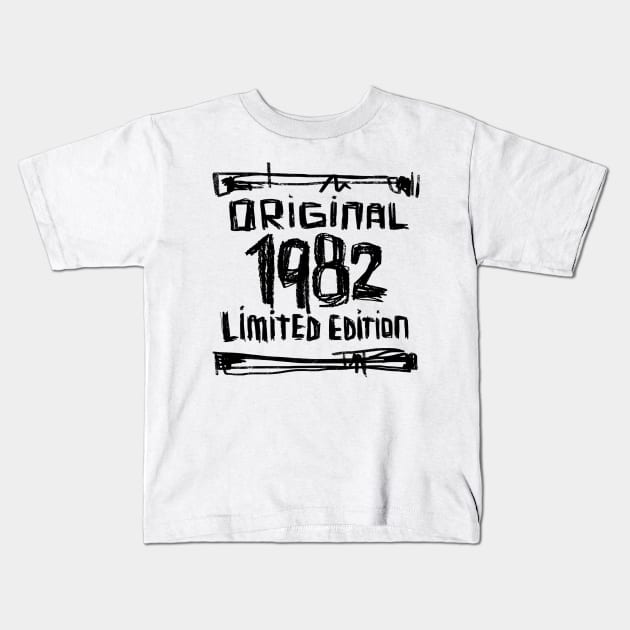 1982 Original, Born !982 Kids T-Shirt by badlydrawnbabe